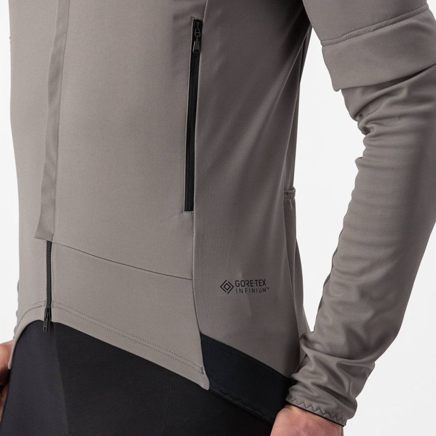 Grey / Khaki Grey Men Castelli PERFETTO RoS 2 CONVERTIBLE Jackets | 517398QRT