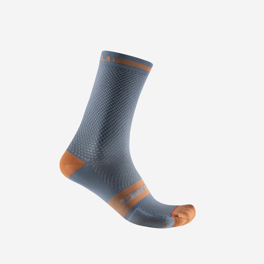 Light Grey Blue / Brown Men Castelli SUPERLEGGERA T 18 Socks | 378640KAI