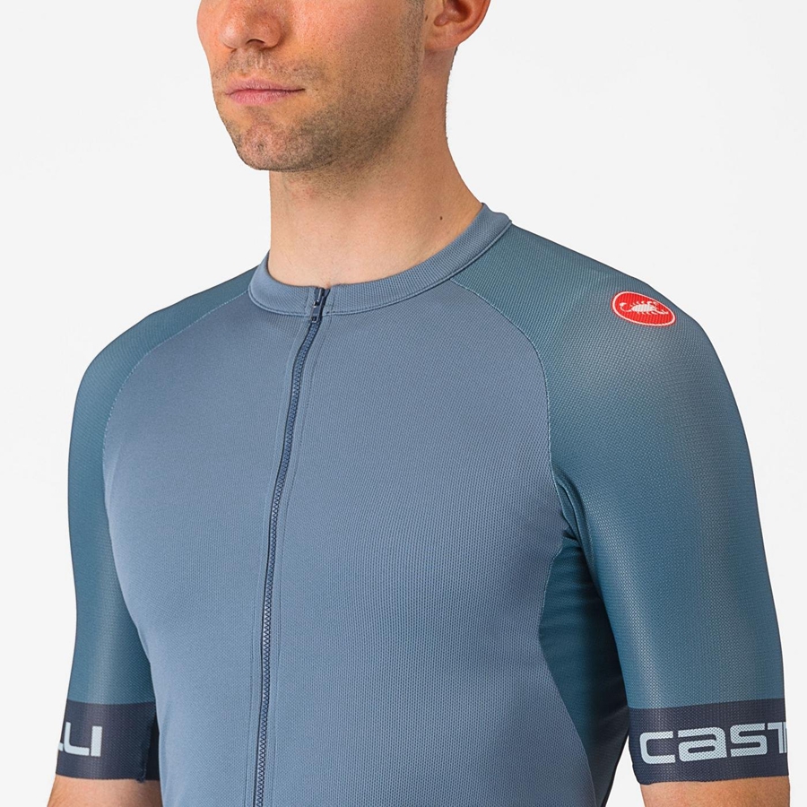 Light Grey Blue / Dark Grey Men Castelli ENTRATA VI Jersey | 874319WDL