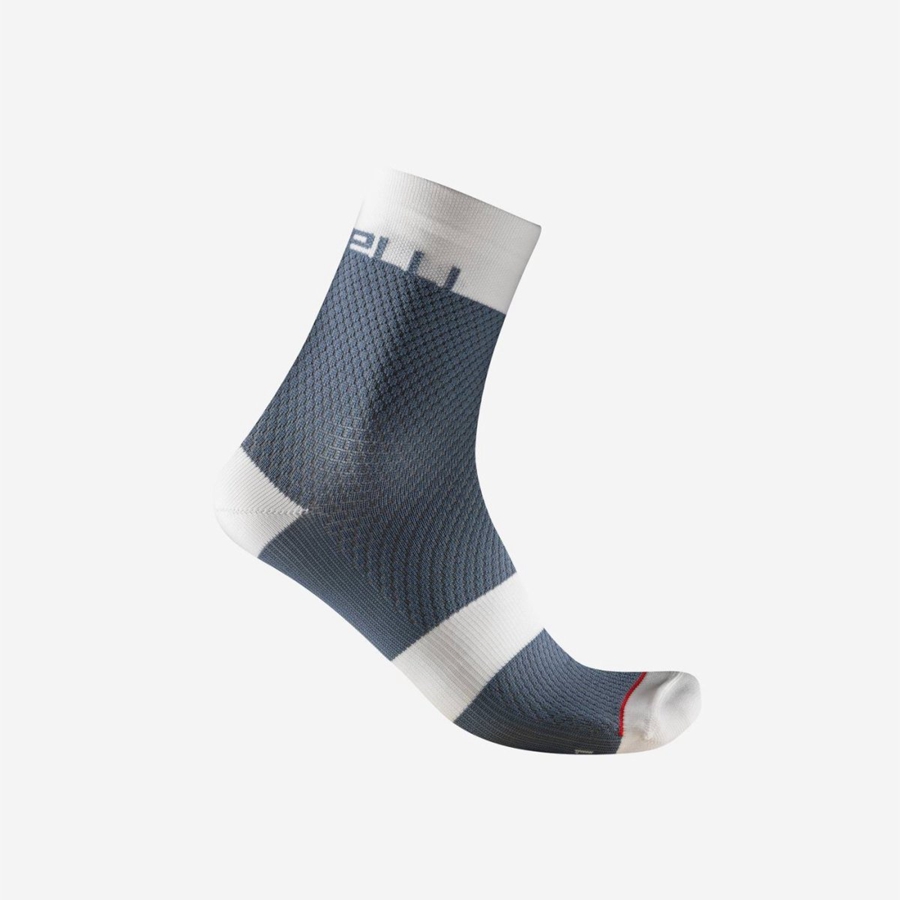 Light Grey Blue / White Women Castelli VELOCISSIMA 12 Socks | 806527TOJ