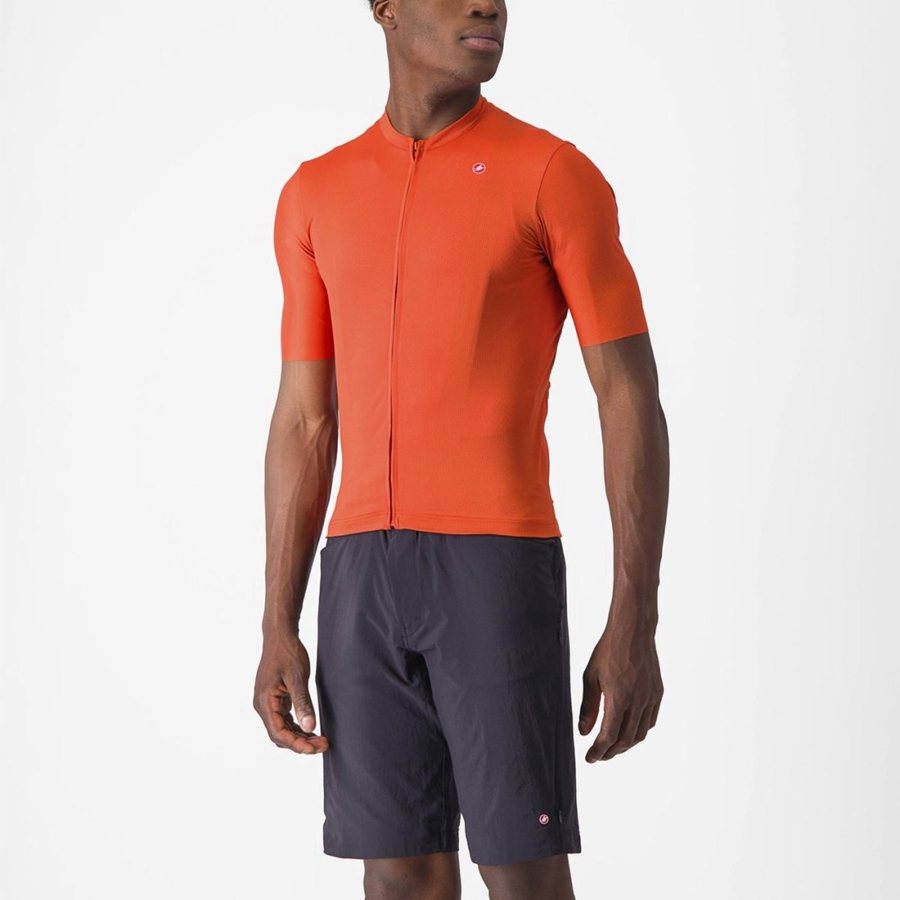 Orange Red / Grey Men Castelli UNLIMITED ENTRATA 2 Jersey | 185376DXZ