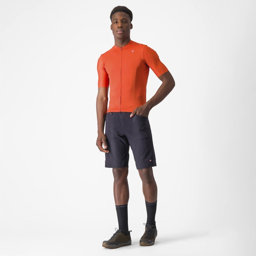 Orange Red / Grey Men Castelli UNLIMITED ENTRATA 2 Jersey | 185376DXZ