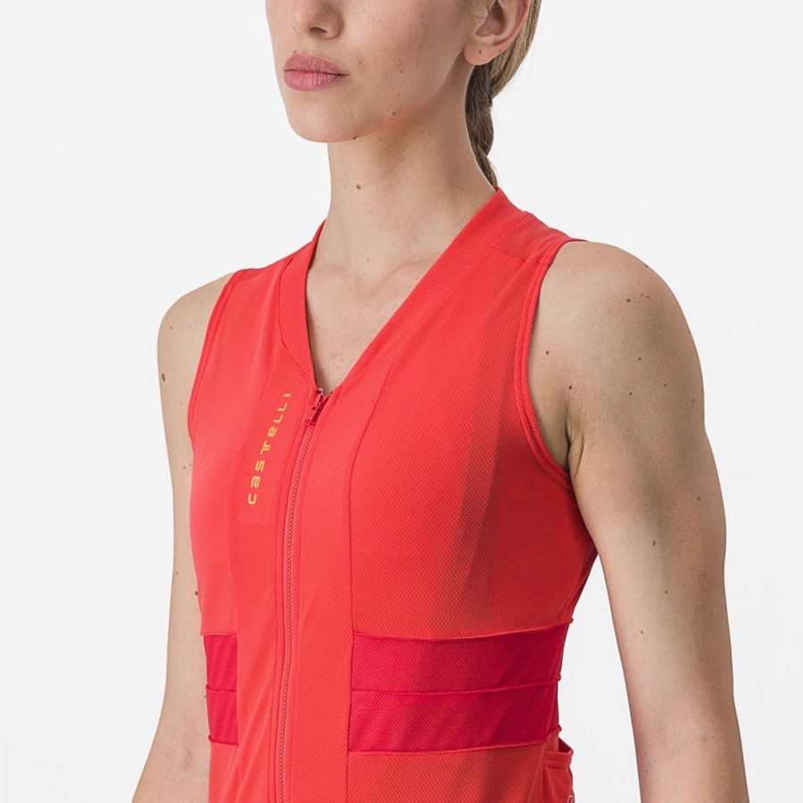 Orange Women Castelli ANIMA 4 SLEEVELESS Jersey | 857143JWL