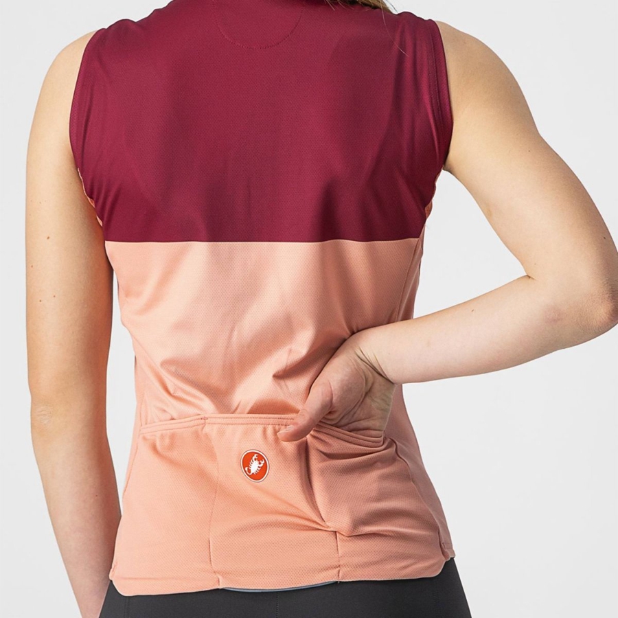 Pink / Burgundy Women Castelli VELOCISSIMA SLEEVELESS Jersey | 154687KSY