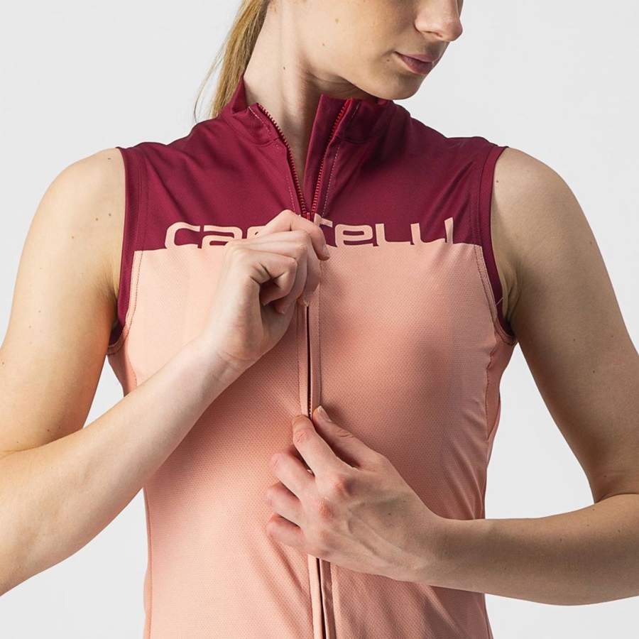 Pink / Burgundy Women Castelli VELOCISSIMA SLEEVELESS Jersey | 154687KSY