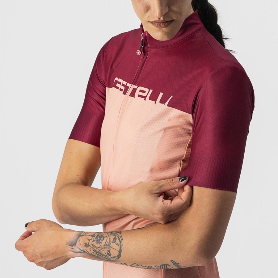 Pink / Burgundy Women Castelli VELOCISSIMA Jersey | 428156PJI