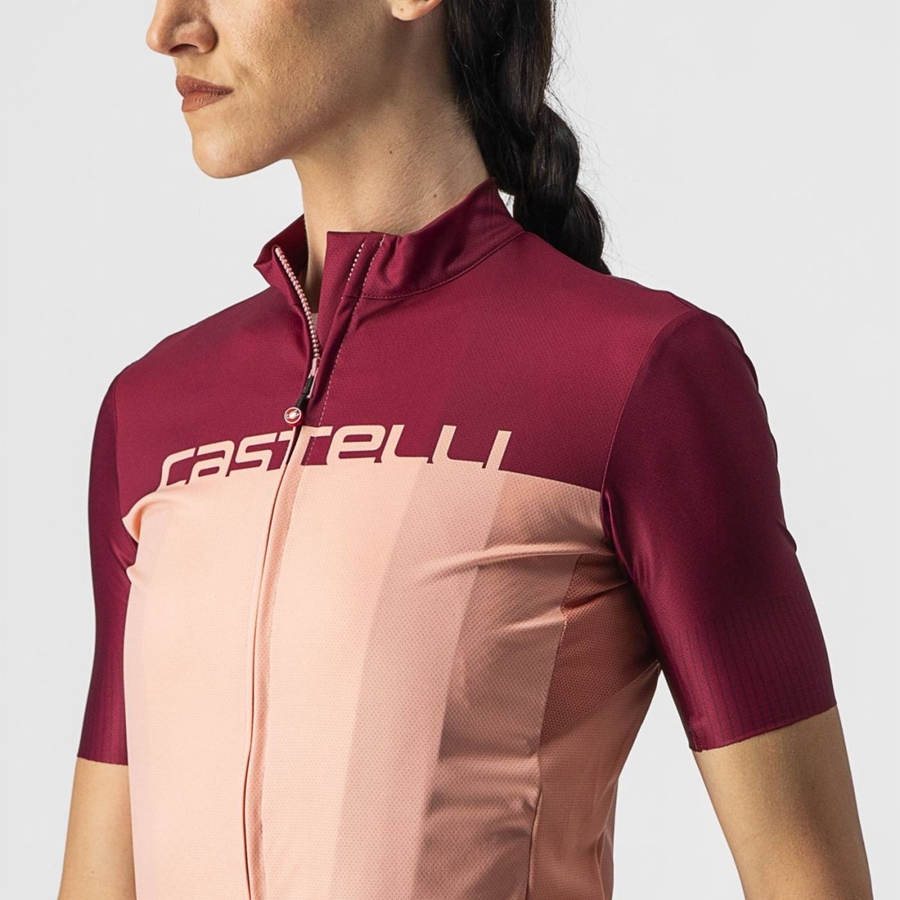 Pink / Burgundy Women Castelli VELOCISSIMA Jersey | 428156PJI