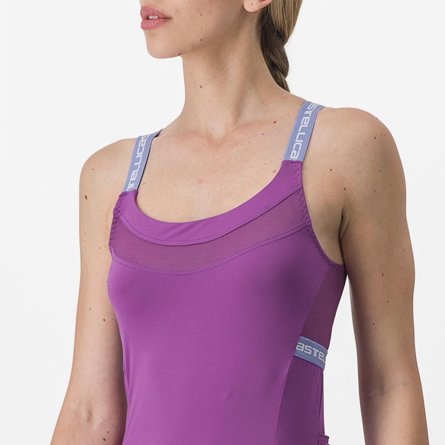 Purple White Women Castelli BAVETTE TOP Jersey | 097415SUO