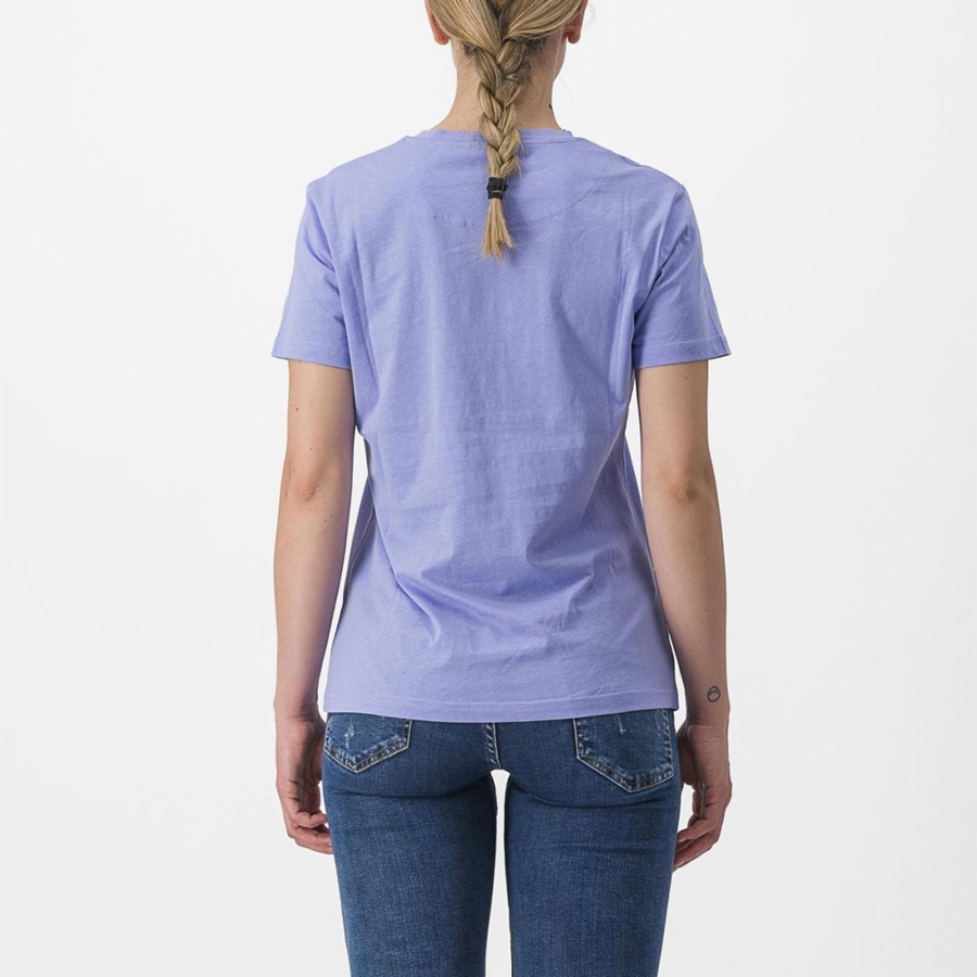 Purple White Women Castelli PEDALARE TEE Casual | 487296VTH