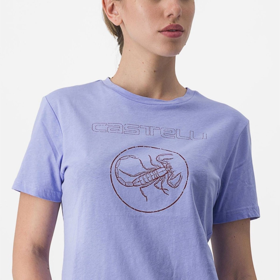 Purple White Women Castelli PEDALARE TEE Casual | 487296VTH