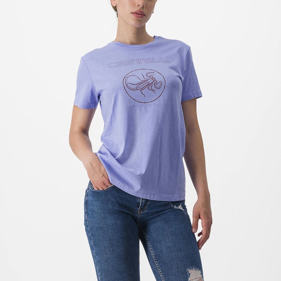 Purple White Women Castelli PEDALARE TEE Casual | 487296VTH