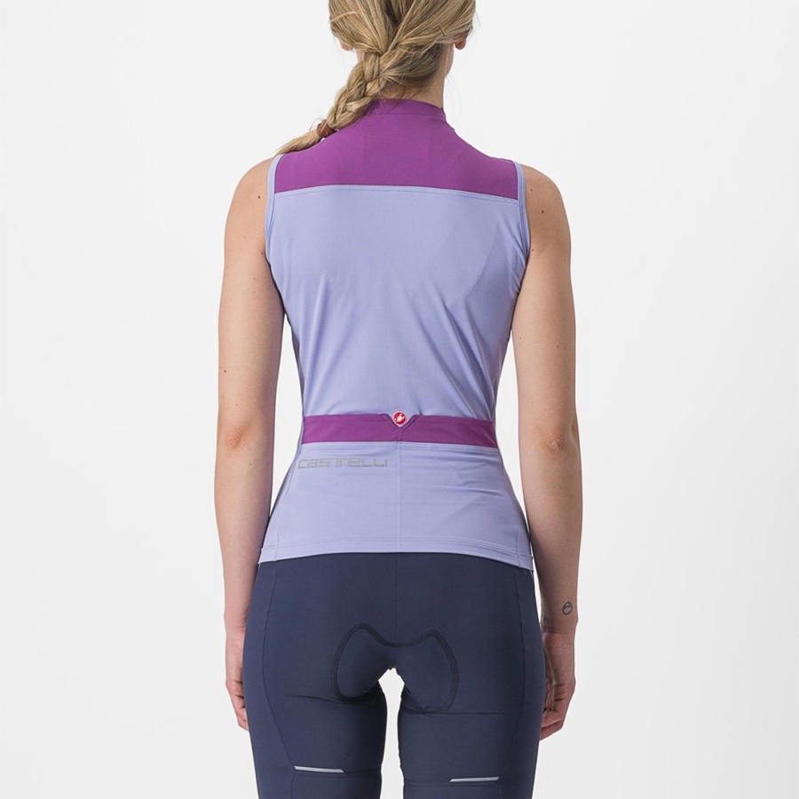 Purple White Women Castelli SOLARIS SLEEVELESS Jersey | 690415MFI