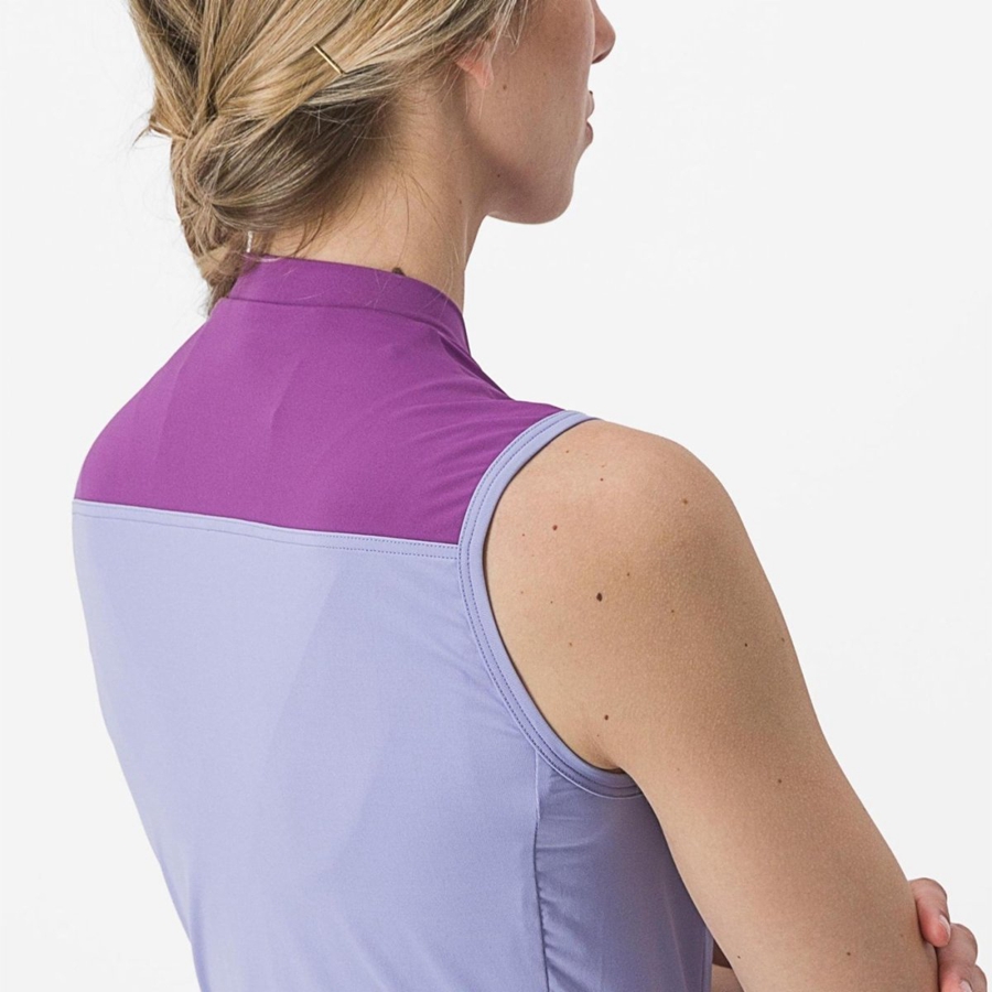 Purple White Women Castelli SOLARIS SLEEVELESS Jersey | 690415MFI