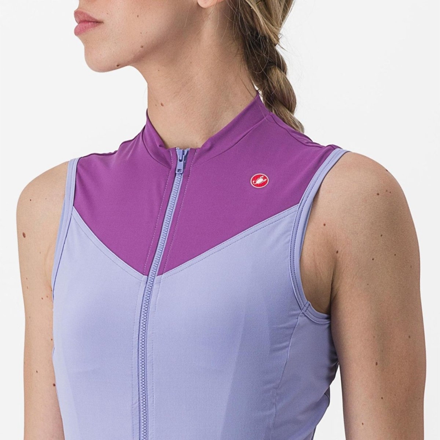 Purple White Women Castelli SOLARIS SLEEVELESS Jersey | 690415MFI