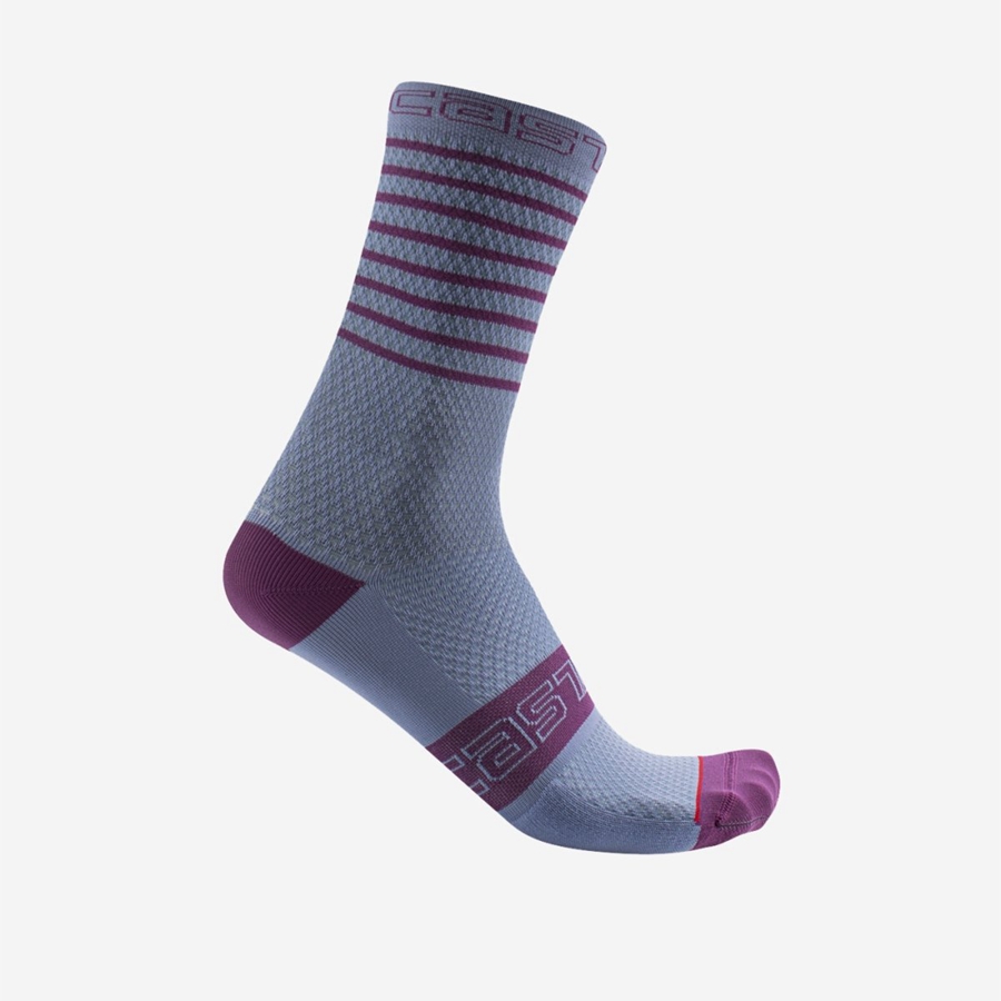 Purple White Women Castelli SUPERLEGGERA W 12 Socks | 714825XHS