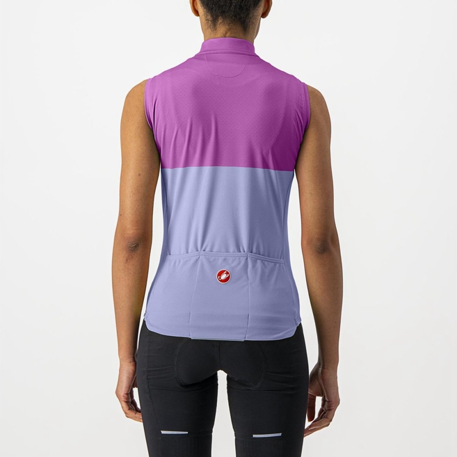 Purple White Women Castelli VELOCISSIMA SLEEVELESS Jersey | 137208HIQ