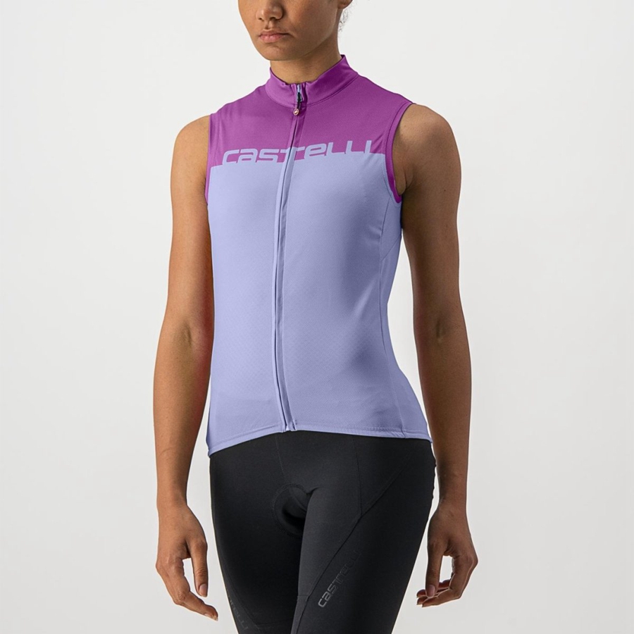 Purple White Women Castelli VELOCISSIMA SLEEVELESS Jersey | 137208HIQ