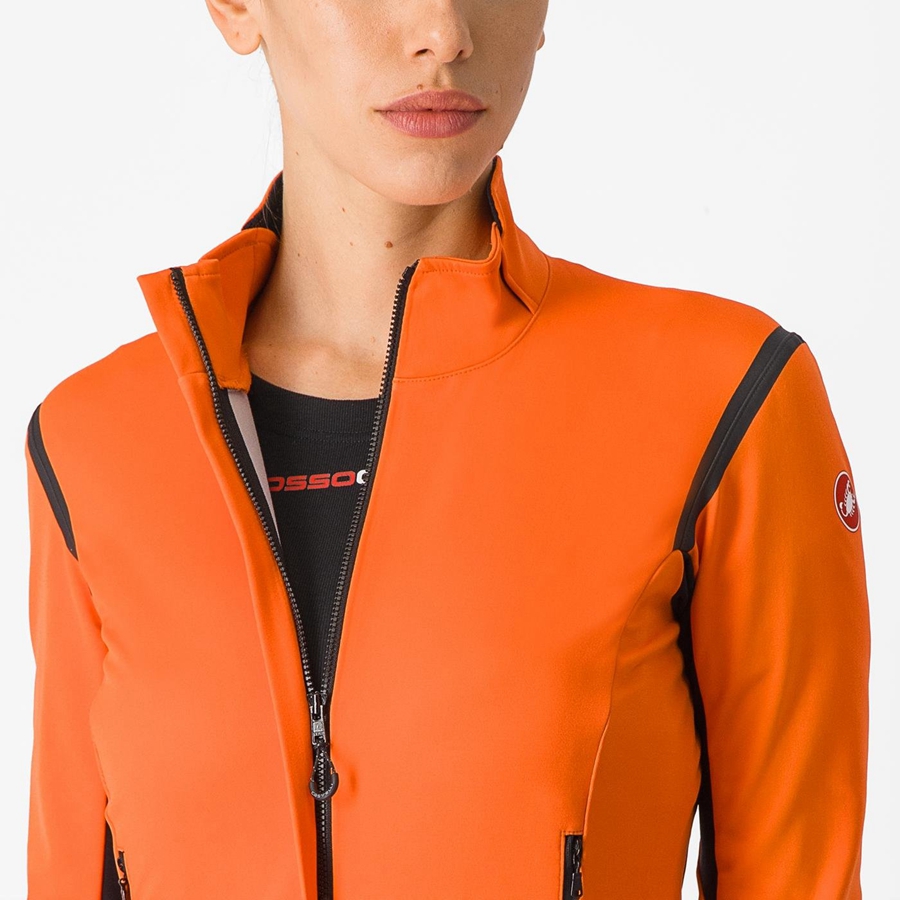 Red Orange / Black Women Castelli PERFETTO RoS 2 W Jackets | 693152WEB