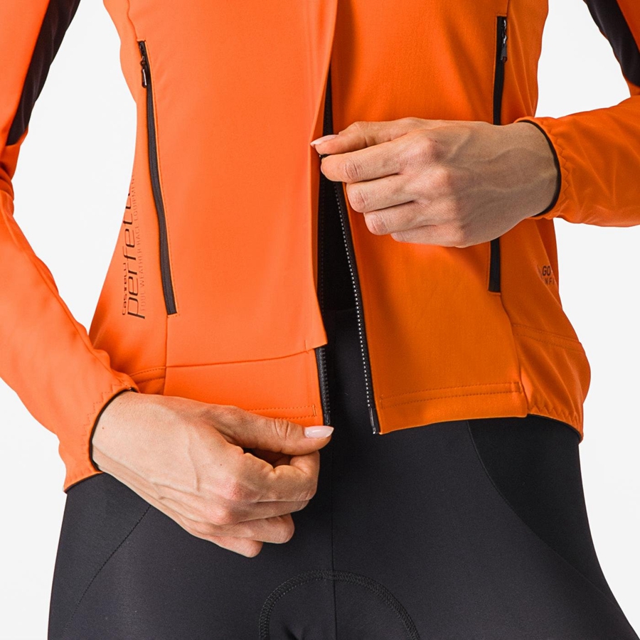 Red Orange / Black Women Castelli PERFETTO RoS 2 W Jackets | 693152WEB