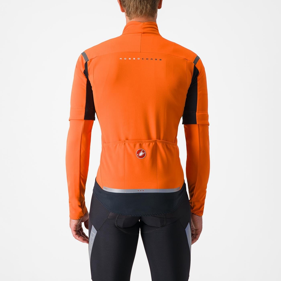 Red Orange / Dark Grey Men Castelli PERFETTO RoS 2 CONVERTIBLE Jackets | 604275NIY