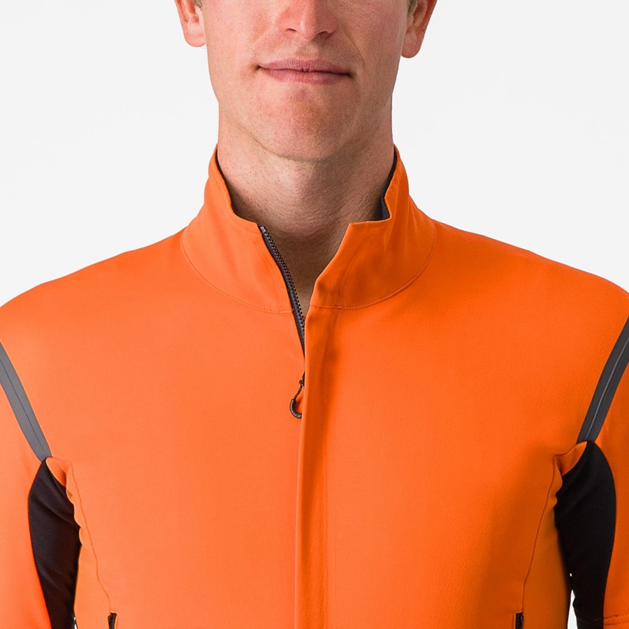 Red Orange / Dark Grey Men Castelli PERFETTO RoS 2 CONVERTIBLE Jackets | 604275NIY