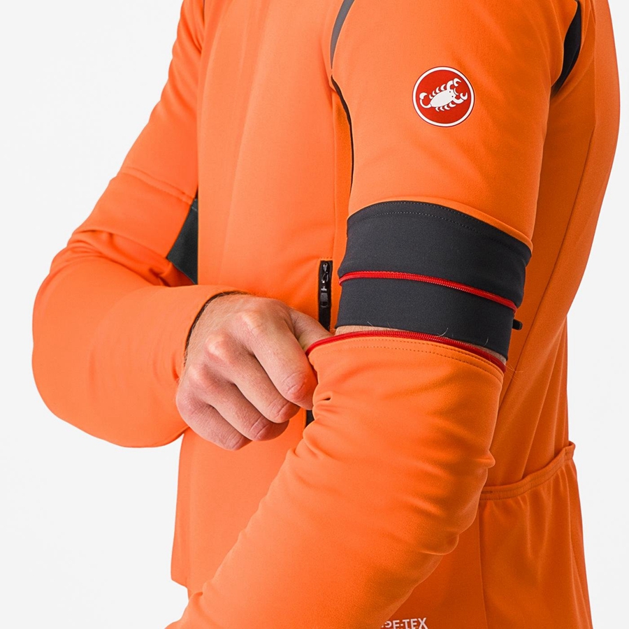 Red Orange / Dark Grey Men Castelli PERFETTO RoS 2 CONVERTIBLE Jackets | 604275NIY