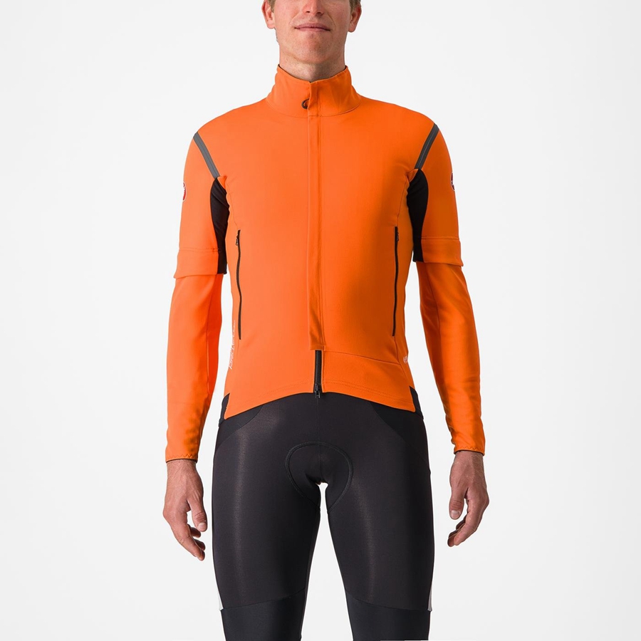 Red Orange / Dark Grey Men Castelli PERFETTO RoS 2 CONVERTIBLE Jackets | 604275NIY