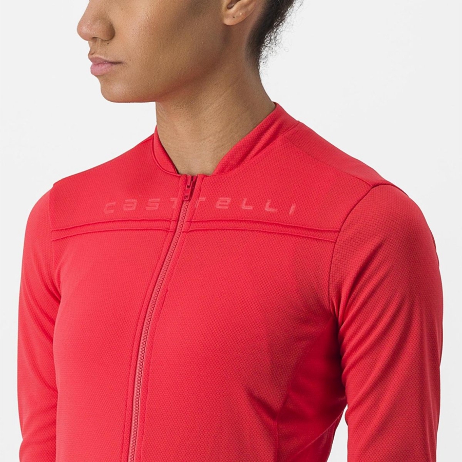 Red Women Castelli ANIMA 4 LONG SLEEVE Jersey | 482319IZY