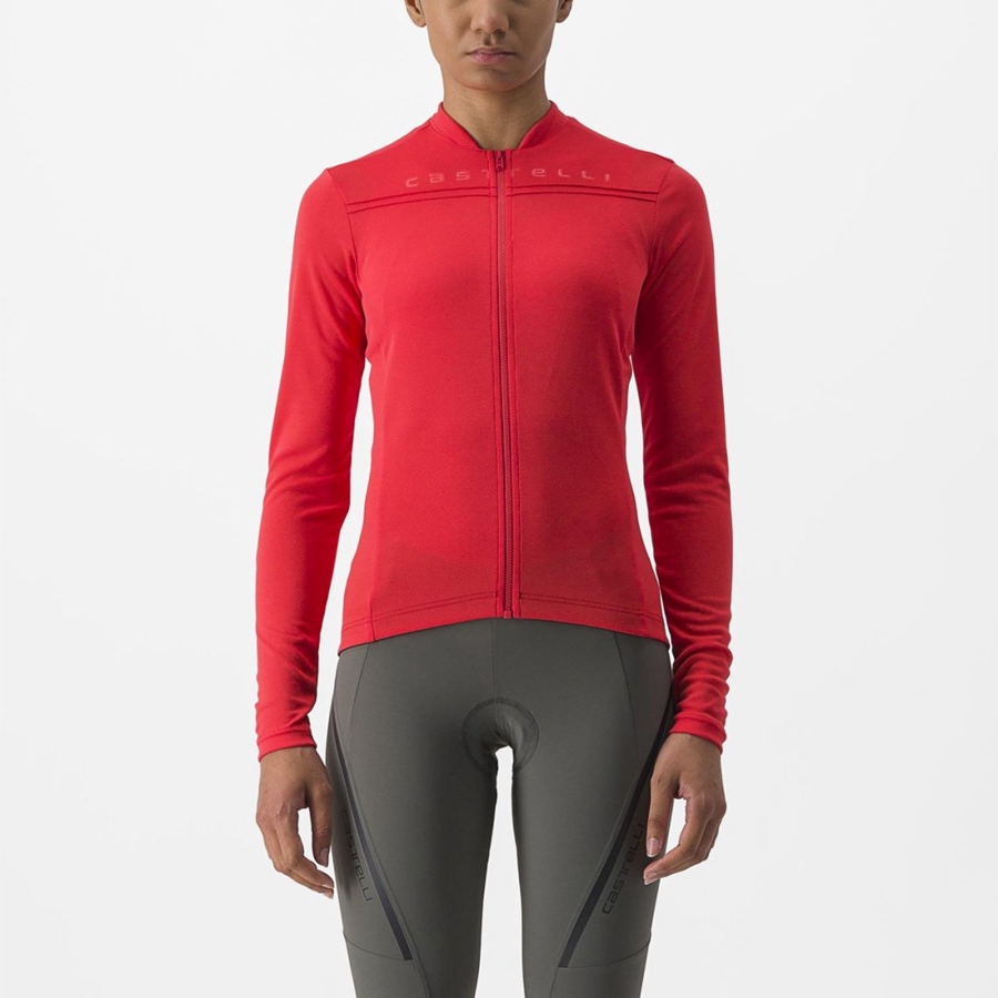 Red Women Castelli ANIMA 4 LONG SLEEVE Jersey | 482319IZY