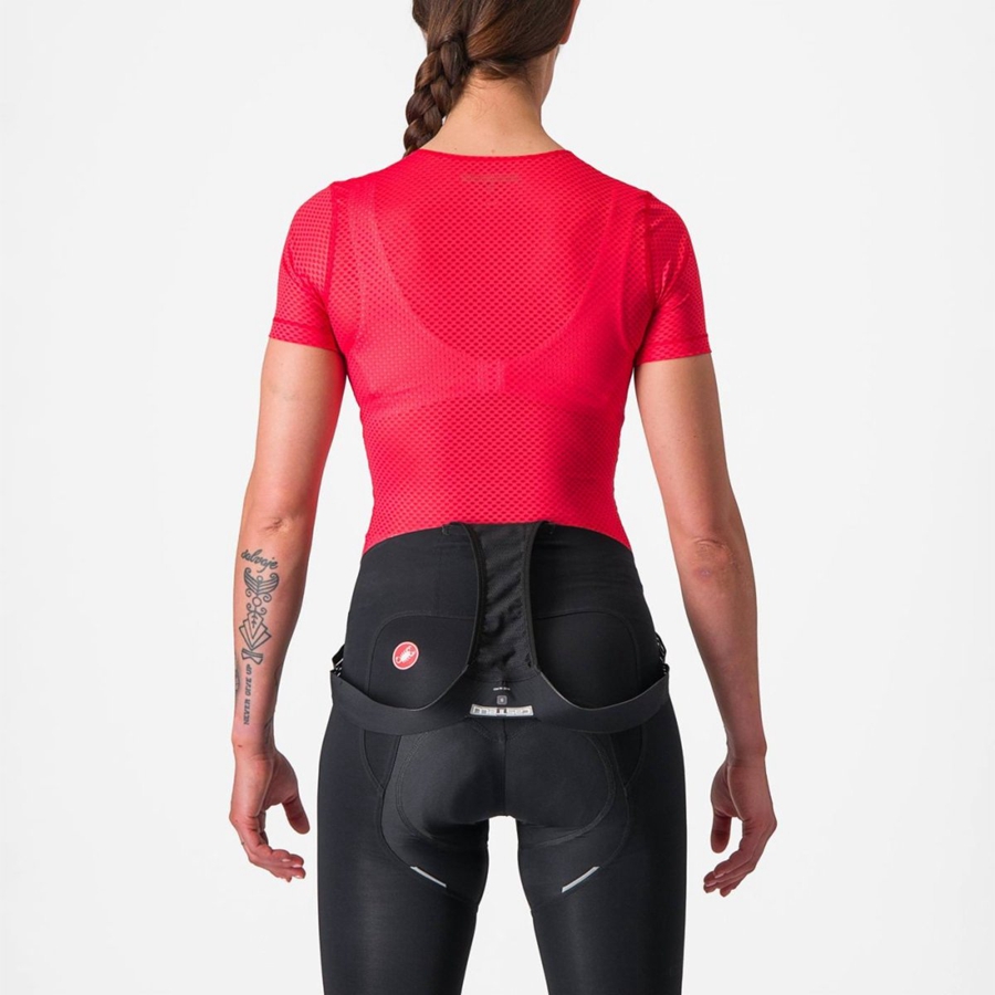 Red Women Castelli PRO MESH W SHORT SLEEVE Base Layer | 073956JSF