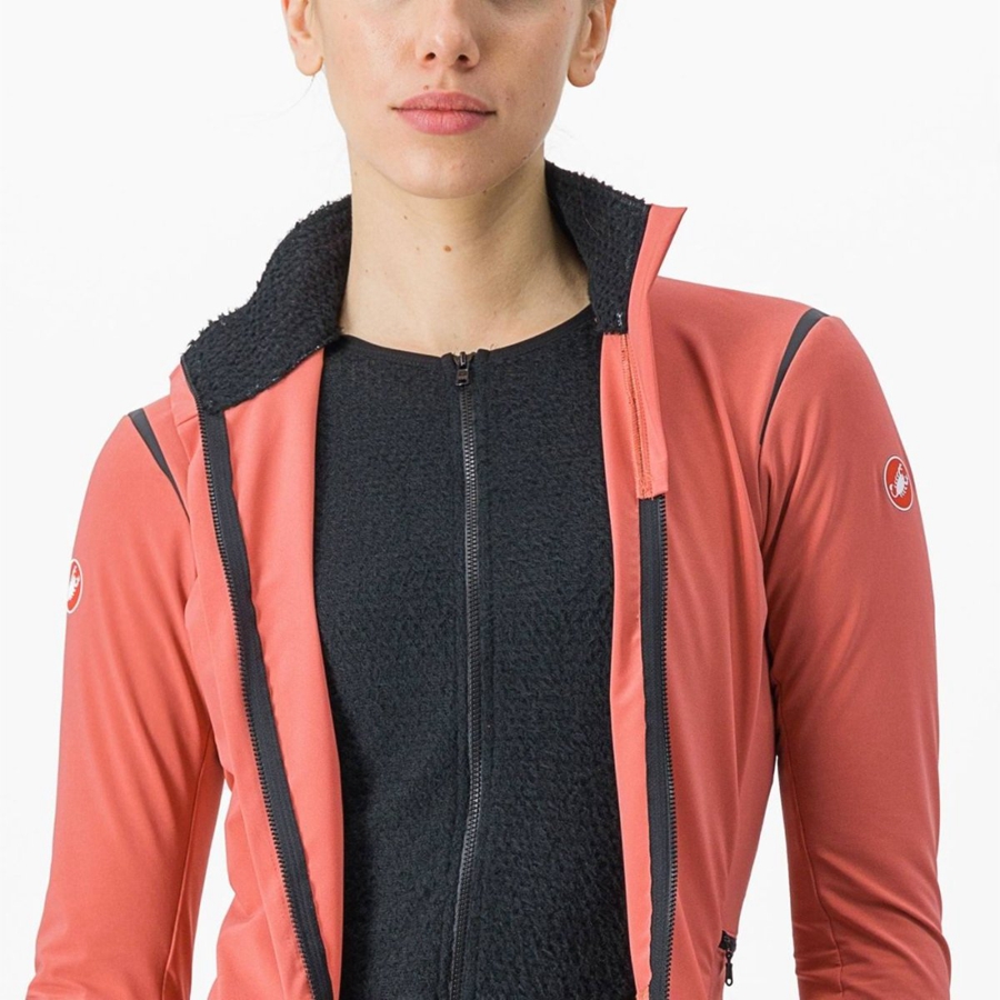 Red / Black / Black Women Castelli ALPHA FLIGHT ROS W Jackets | 364190VZK