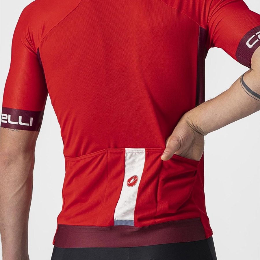 Red / Burgundy / White Men Castelli ENTRATA VI Jersey | 197523KSM