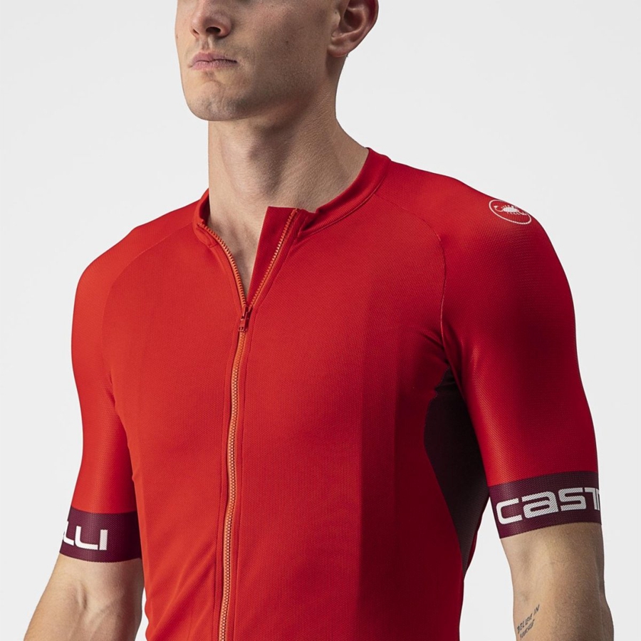 Red / Burgundy / White Men Castelli ENTRATA VI Jersey | 197523KSM