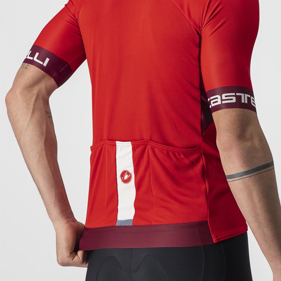 Red / Burgundy / White Men Castelli ENTRATA VI Jersey | 197523KSM