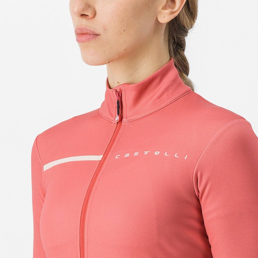 Red / Cream Pink Women Castelli SINERGIA 2 FZ Jersey | 948752ILY