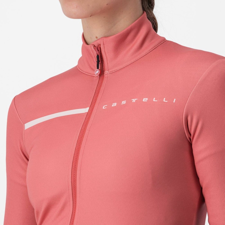 Red / Cream Pink Women Castelli SINERGIA 2 FZ Jersey | 948752ILY