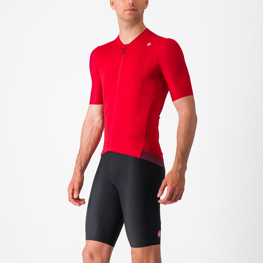 Red / Deep Burgundy Men Castelli ESPRESSO Jersey | 954073KPF