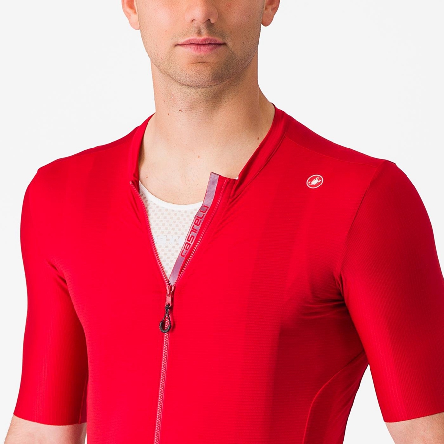 Red / Deep Burgundy Men Castelli ESPRESSO Jersey | 954073KPF