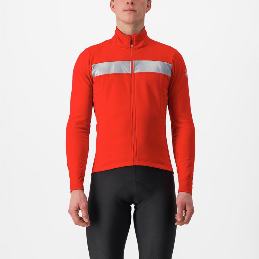 Red / Silver Men Castelli RADDOPPIA 3 Jackets | 206978UZP