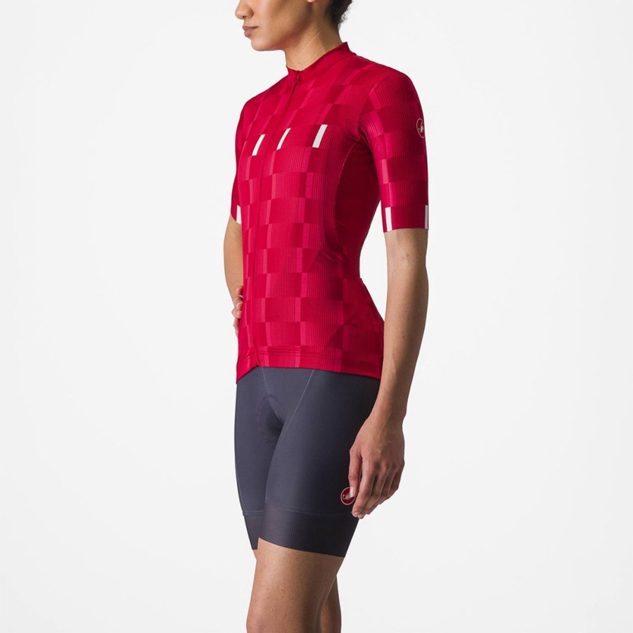 Red / White Women Castelli DIMENSIONE Jersey | 356971QSA