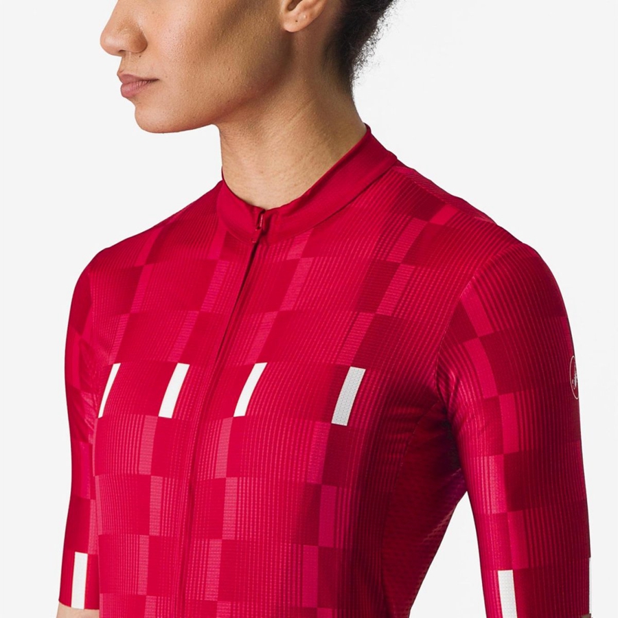 Red / White Women Castelli DIMENSIONE Jersey | 356971QSA