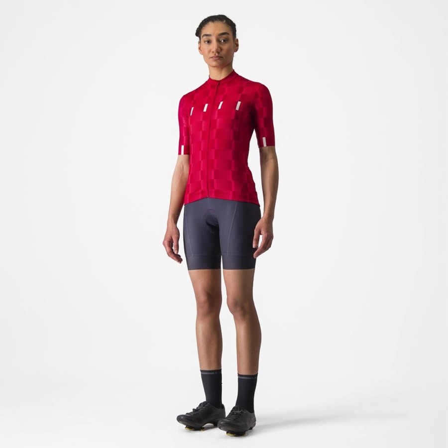 Red / White Women Castelli DIMENSIONE Jersey | 356971QSA