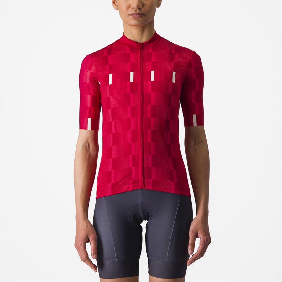 Red / White Women Castelli DIMENSIONE Jersey | 356971QSA