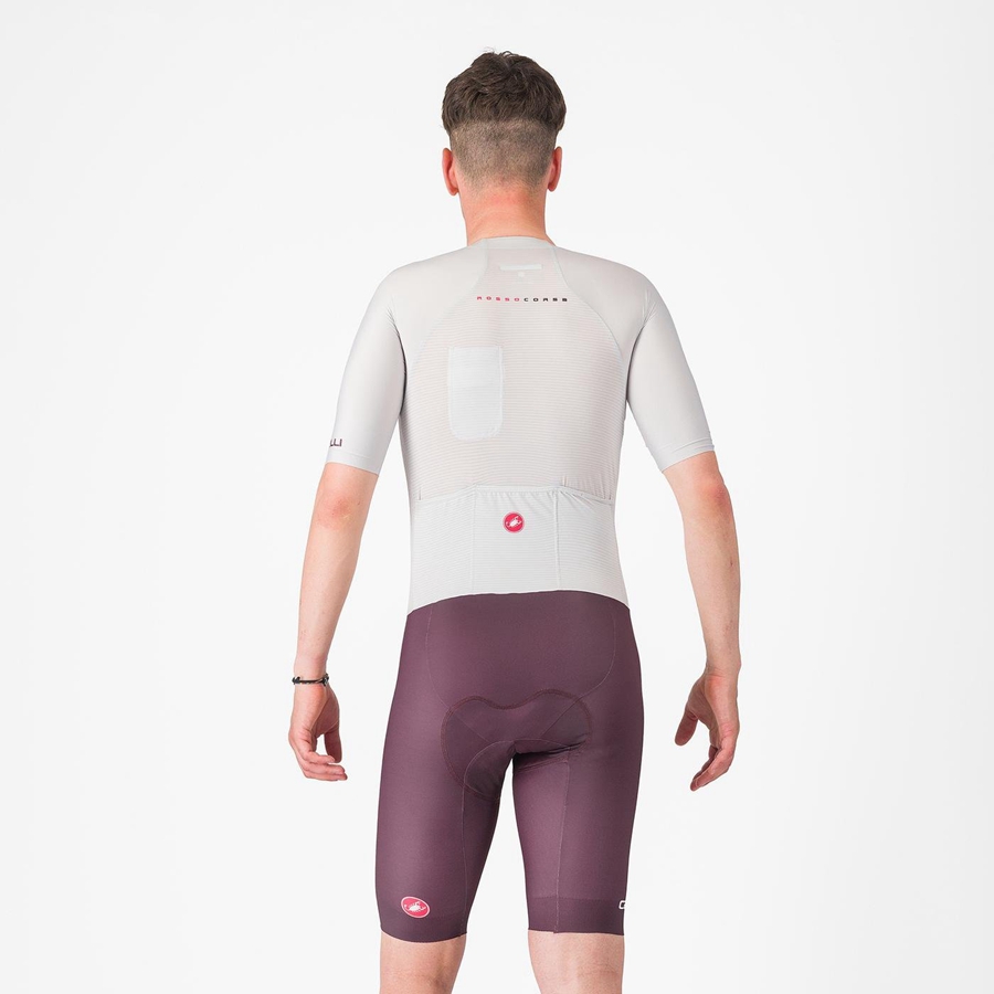 Silver Grey Burgundy Men Castelli SANREMO BTW X2 Speedsuits | 279308EMJ