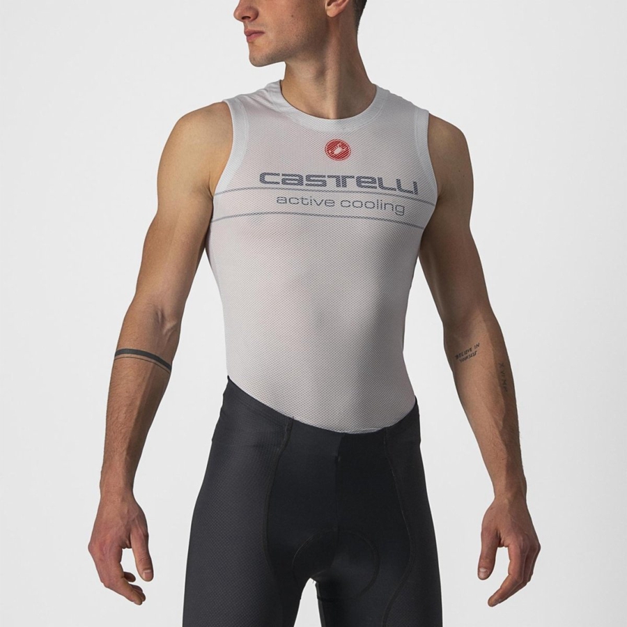 Silver Grey Men Castelli ACTIVE COOLING SLEEVELESS Base Layer | 213987MGC