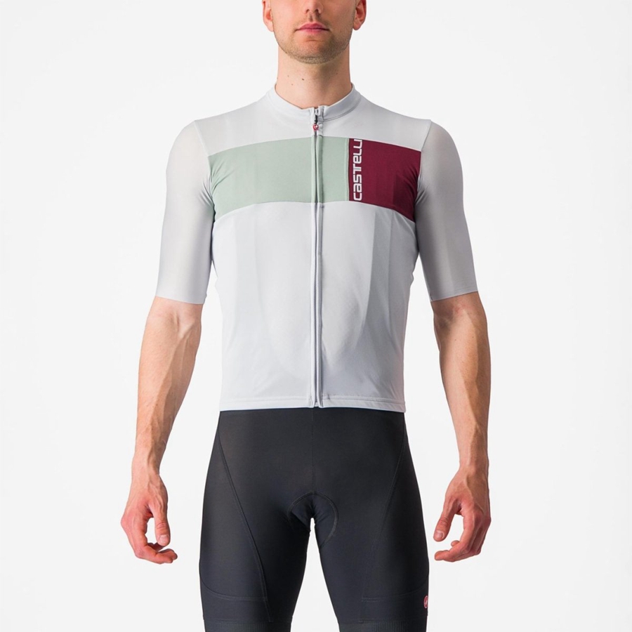 Silver Grey / Green Men Castelli PROLOGO 7 Jersey | 095378ZOU