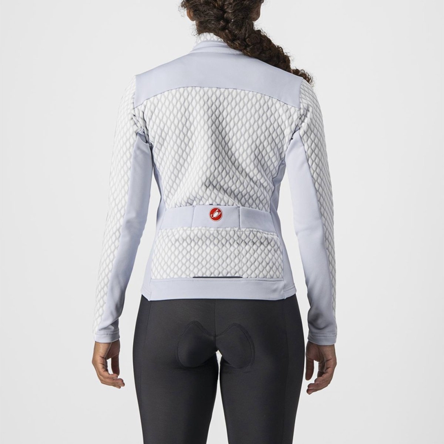 Silver Grey / White Women Castelli SFIDA 2 FZ Jersey | 975324XBP