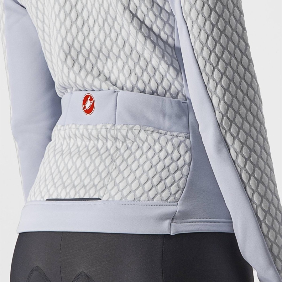 Silver Grey / White Women Castelli SFIDA 2 FZ Jersey | 975324XBP