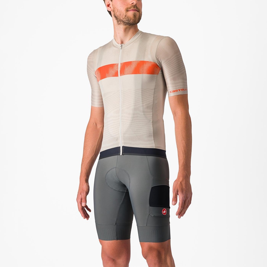 Silver / Orange Red Men Castelli UNLIMITED ENDURANCE Jersey | 840793CFR