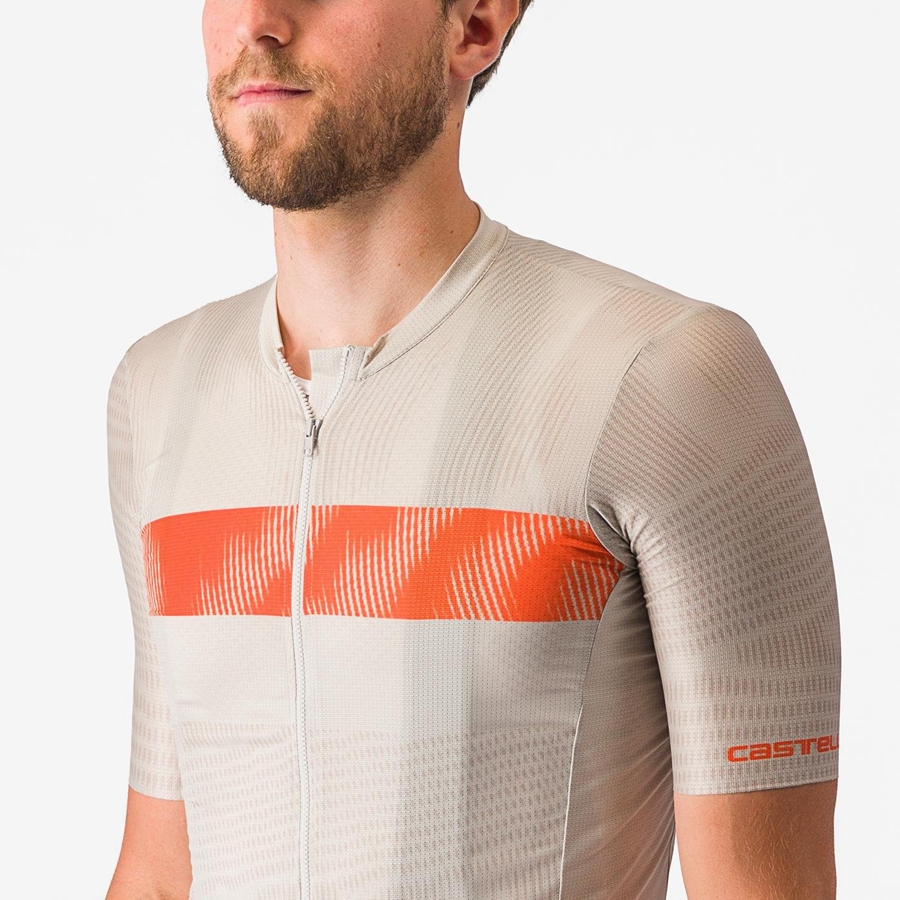 Silver / Orange Red Men Castelli UNLIMITED ENDURANCE Jersey | 840793CFR